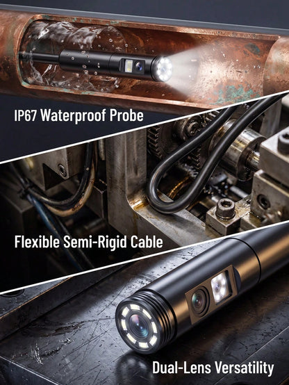 Industrial Endoscope Camera, 4.3-Inch IPS Screen, IP67 Waterproof, 1m/39-Inch Cable, With Magnet, Hook, Side Mirror, Suitable For Pipe Inspection, Car Repair, HVAC, Car Diagnosis, Men's Device