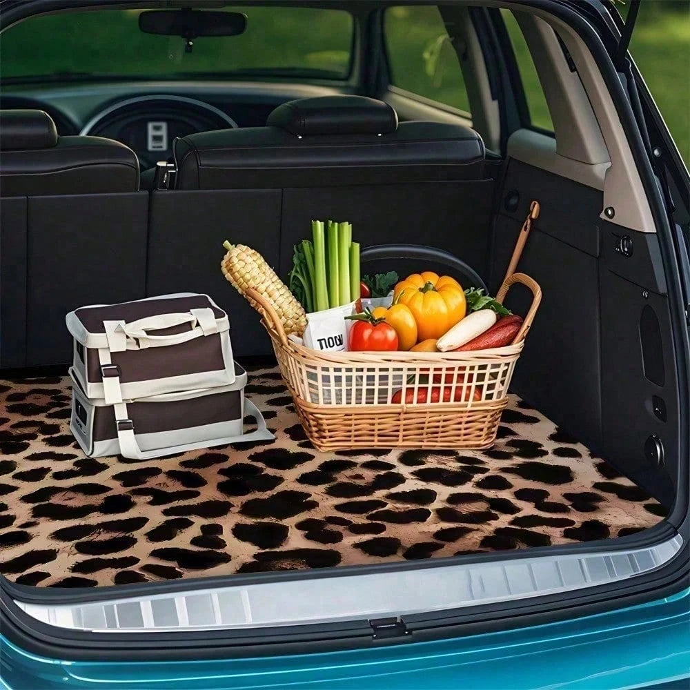 Item Picture 1pc Black And White Floral Border Decorative Pattern Car Trunk Mat Printed Car Protection Pad Non Slip And Durable Car Trunk Protection Fits Most Vehicles Easy To Clean An