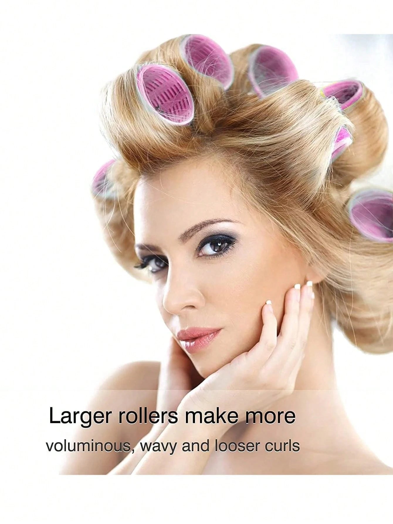 Jumbo Hair Curlers Rollers 2.56in 12pcs/Set Self-Grip Rollers Kit With 6Rollers And 6Clips, Salon Quality Curlers For Diy Hairstyling, Heatless Rollers