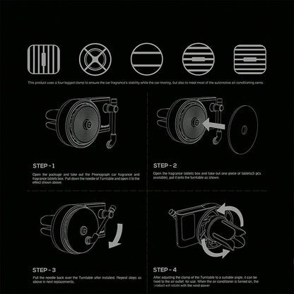 JVHGUBAY Car Vent Clip Aromatherapy Fragrance Diffuser, Car Retro Air Freshener Clip Car Record Player Design Turntable Perfume Vent Outlet