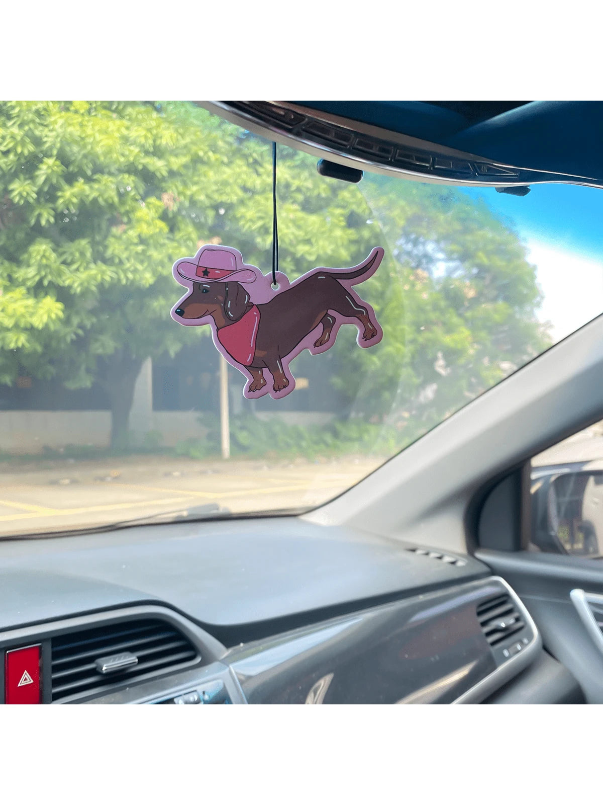 Kawaii'wiener Dog,Dachshund &CHERRY' Y2K Patterns Design With SWEET CHERRY SCENT, Car Air Freshener Pendant- Cartoon Anime Style For Rearview Mirror, Vent Clip, Home & Office Decor, Creative & Fun D