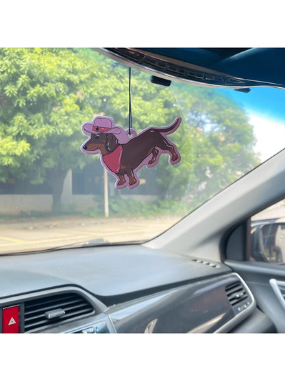 Kawaii'wiener Dog,Dachshund &CHERRY' Y2K Patterns Design With SWEET CHERRY SCENT, Car Air Freshener Pendant- Cartoon Anime Style For Rearview Mirror, Vent Clip, Home & Office Decor, Creative & Fun D