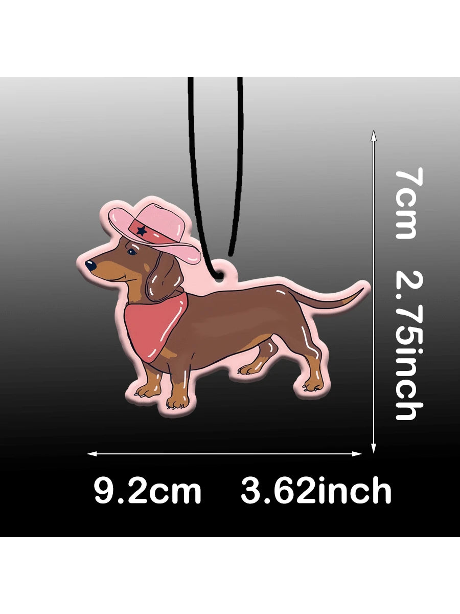 Kawaii'wiener Dog,Dachshund &CHERRY' Y2K Patterns Design With SWEET CHERRY SCENT, Car Air Freshener Pendant- Cartoon Anime Style For Rearview Mirror, Vent Clip, Home & Office Decor, Creative & Fun D