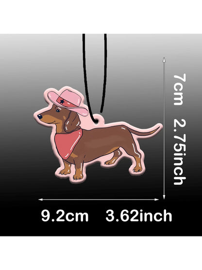 Kawaii'wiener Dog,Dachshund &CHERRY' Y2K Patterns Design With SWEET CHERRY SCENT, Car Air Freshener Pendant- Cartoon Anime Style For Rearview Mirror, Vent Clip, Home & Office Decor, Creative & Fun D