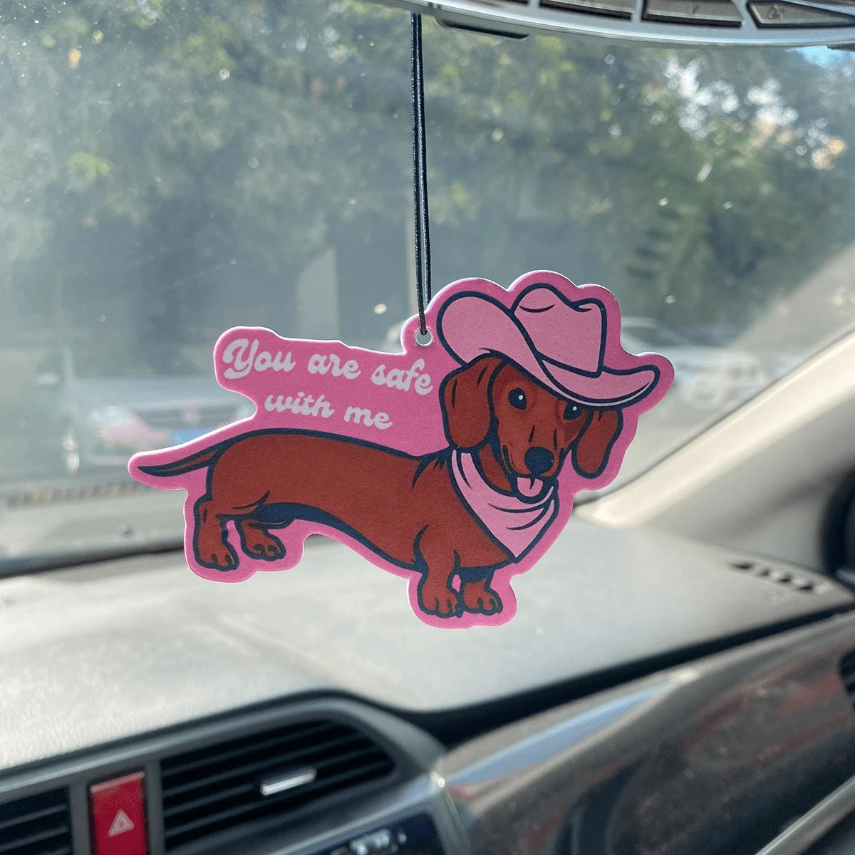 Kawaii'wiener Dog,Dachshund &CHERRY' Y2K Patterns Design With SWEET CHERRY SCENT, Car Air Freshener Pendant- Cartoon Anime Style For Rearview Mirror, Vent Clip, Home & Office Decor, Creative & Fun D