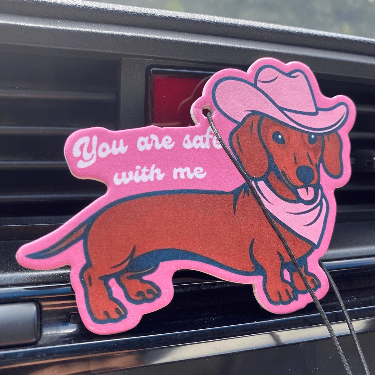 Kawaii'wiener Dog,Dachshund &CHERRY' Y2K Patterns Design With SWEET CHERRY SCENT, Car Air Freshener Pendant- Cartoon Anime Style For Rearview Mirror, Vent Clip, Home & Office Decor, Creative & Fun D