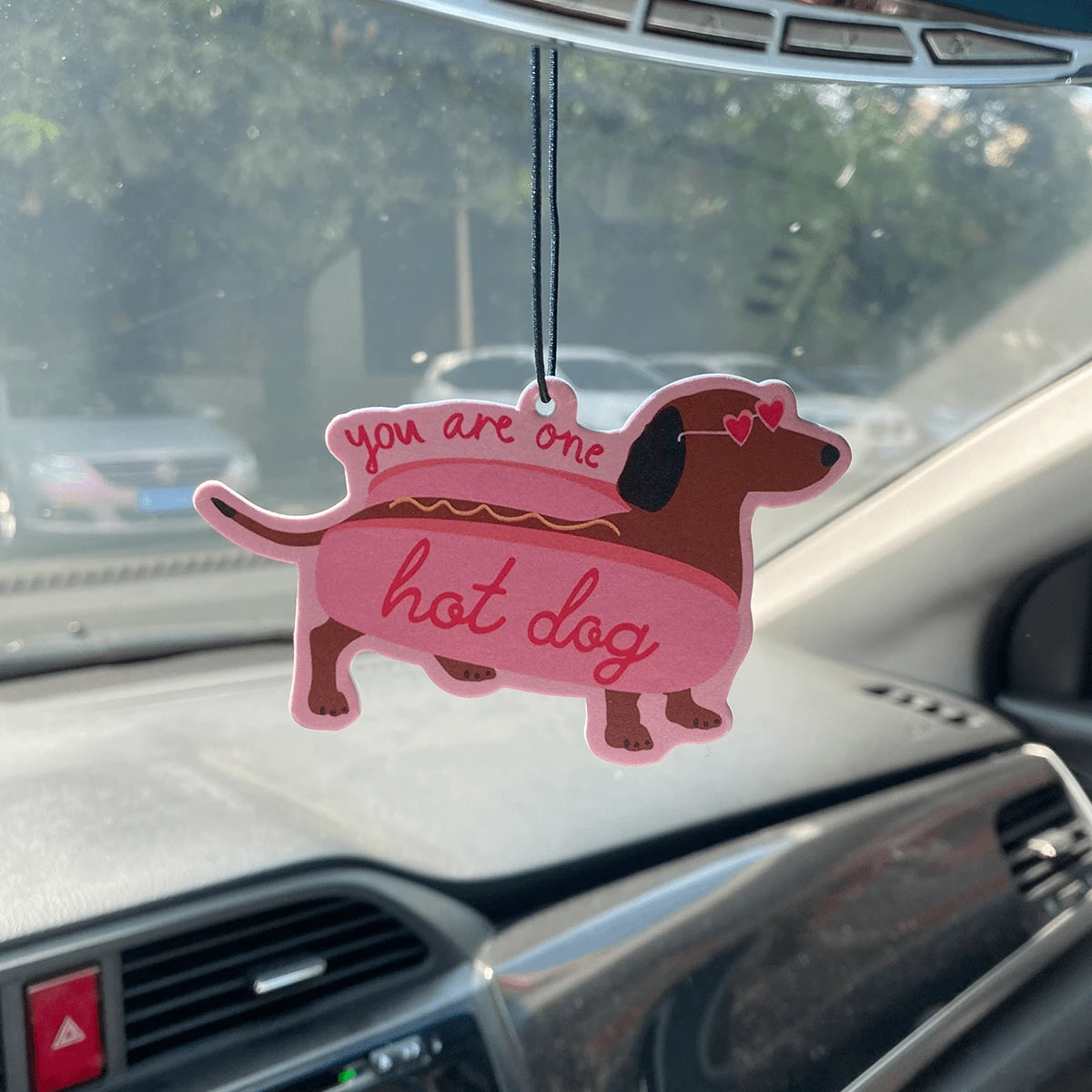 Kawaii'wiener Dog,Dachshund &CHERRY' Y2K Patterns Design With SWEET CHERRY SCENT, Car Air Freshener Pendant- Cartoon Anime Style For Rearview Mirror, Vent Clip, Home & Office Decor, Creative & Fun D