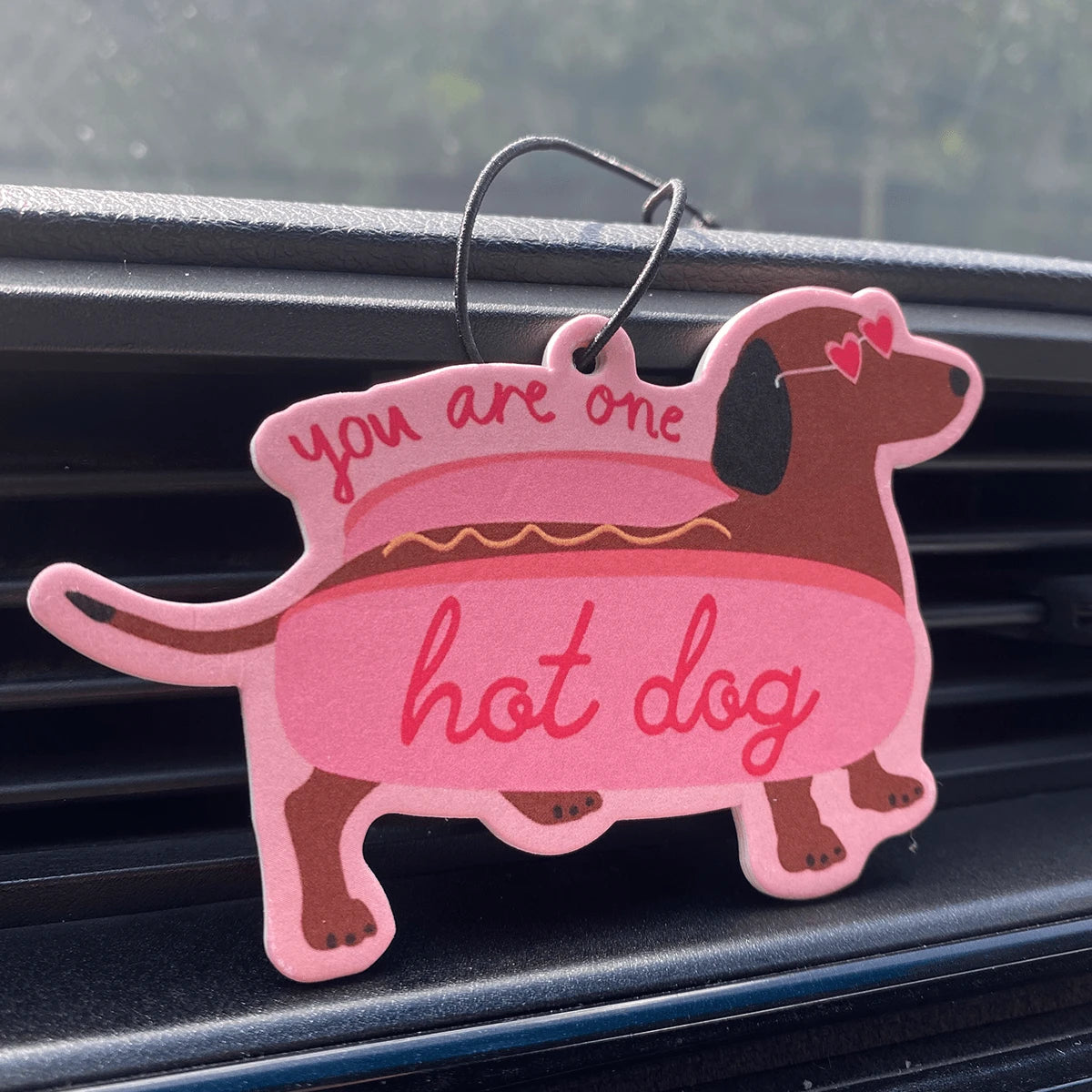 Kawaii'wiener Dog,Dachshund &CHERRY' Y2K Patterns Design With SWEET CHERRY SCENT, Car Air Freshener Pendant- Cartoon Anime Style For Rearview Mirror, Vent Clip, Home & Office Decor, Creative & Fun D