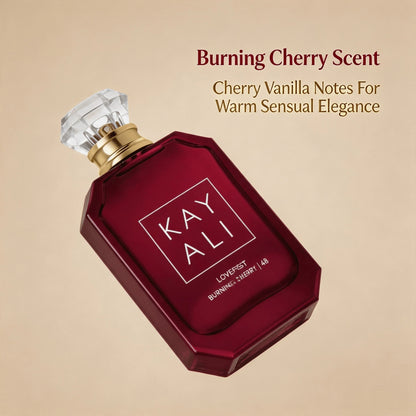 KAYALI 48 Lovefest Burning Cherry 48 Eau De Parfum For Women – Long Lasting Cherry Raspberry Woody Perfume, Palo Santo, Patchouli & Sweet Warm Fragrance Spray, 3.4 Oz/ 100ml Wine Red Transparent Bott