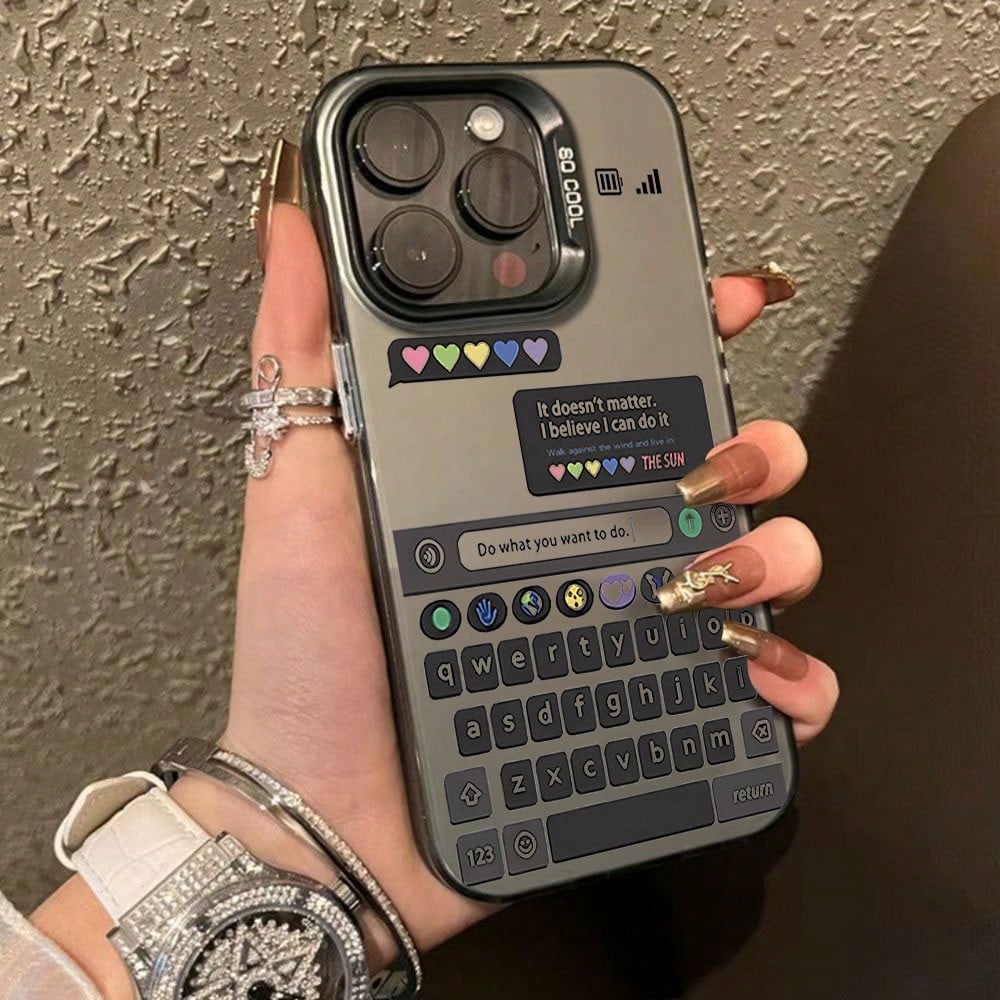 Keyboard Pattern Fashion Lens Protection Phone Case Compatible With IPhone 16, 11 Pro, 7, 16 Pro Max, 15, 12 Mini, 15 Pro, 14, 13, 12, 11, XR, 8 Plus, Pro, Max, Mini, X, Full Coverage Protective Cover