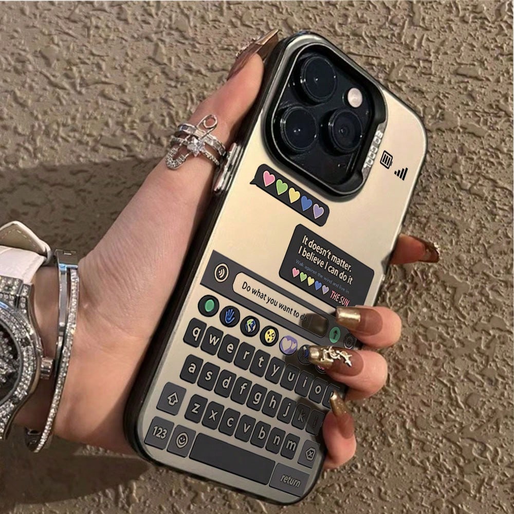 Keyboard Pattern Fashion Lens Protection Phone Case Compatible With IPhone 16, 11 Pro, 7, 16 Pro Max, 15, 12 Mini, 15 Pro, 14, 13, 12, 11, XR, 8 Plus, Pro, Max, Mini, X, Full Coverage Protective Cover