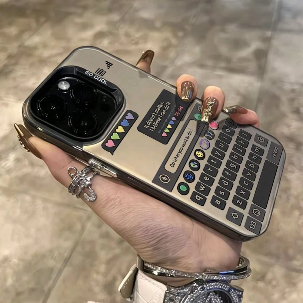 Keyboard Pattern Fashion Lens Protection Phone Case Compatible With IPhone 16, 11 Pro, 7, 16 Pro Max, 15, 12 Mini, 15 Pro, 14, 13, 12, 11, XR, 8 Plus, Pro, Max, Mini, X, Full Coverage Protective Cover