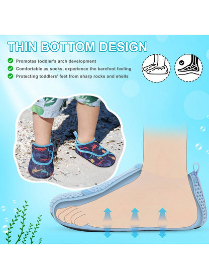 Kids Adjustable Strap Aquatic Shoes- Lightweight, Comfortable And Breathable, Perfect For Spring And Summer, Suitable For Casual, Beach, Swimming, Quick Dry