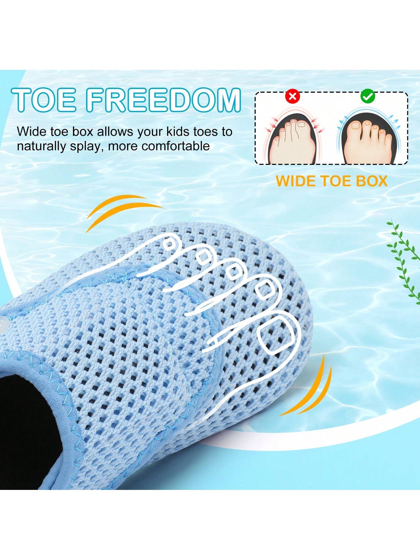Kids Adjustable Strap Aquatic Shoes- Lightweight, Comfortable And Breathable, Perfect For Spring And Summer, Suitable For Casual, Beach, Swimming, Quick Dry