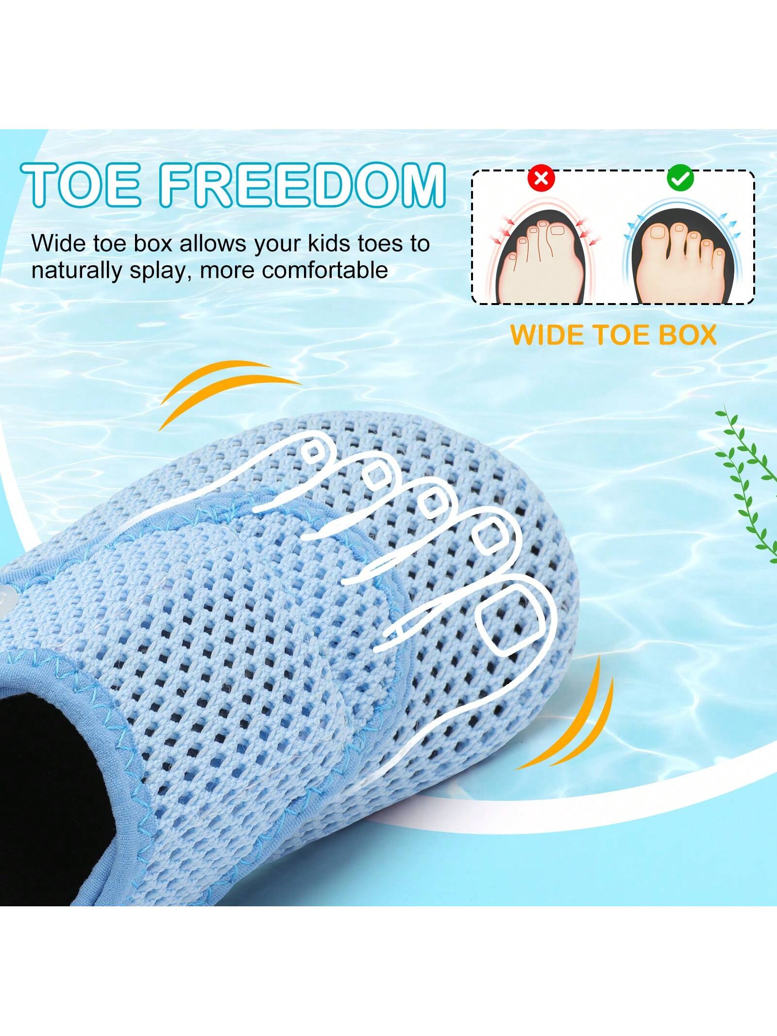 Kids Adjustable Strap Aquatic Shoes- Lightweight, Comfortable And Breathable, Perfect For Spring And Summer, Suitable For Casual, Beach, Swimming, Quick Dry