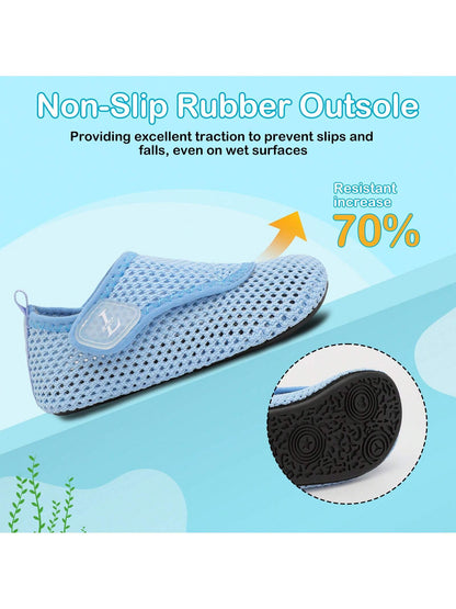 Kids Adjustable Strap Aquatic Shoes- Lightweight, Comfortable And Breathable, Perfect For Spring And Summer, Suitable For Casual, Beach, Swimming, Quick Dry