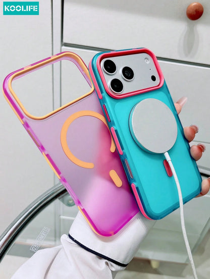 KOOLIFE 1pc Magnetic Wireless Charging Dopamine Color Full Coverage Shockproof Phone Case, Compatible With Iphone 18 Pro Max, 17, 17 Pro Max, 16 Pro, 15 Pro Max, 13 Pro, 15, 14, 14 Pro, 13