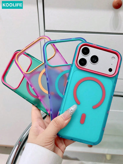 KOOLIFE 1pc Magnetic Wireless Charging Dopamine Color Full Coverage Shockproof Phone Case, Compatible With Iphone 18 Pro Max, 17, 17 Pro Max, 16 Pro, 15 Pro Max, 13 Pro, 15, 14, 14 Pro, 13