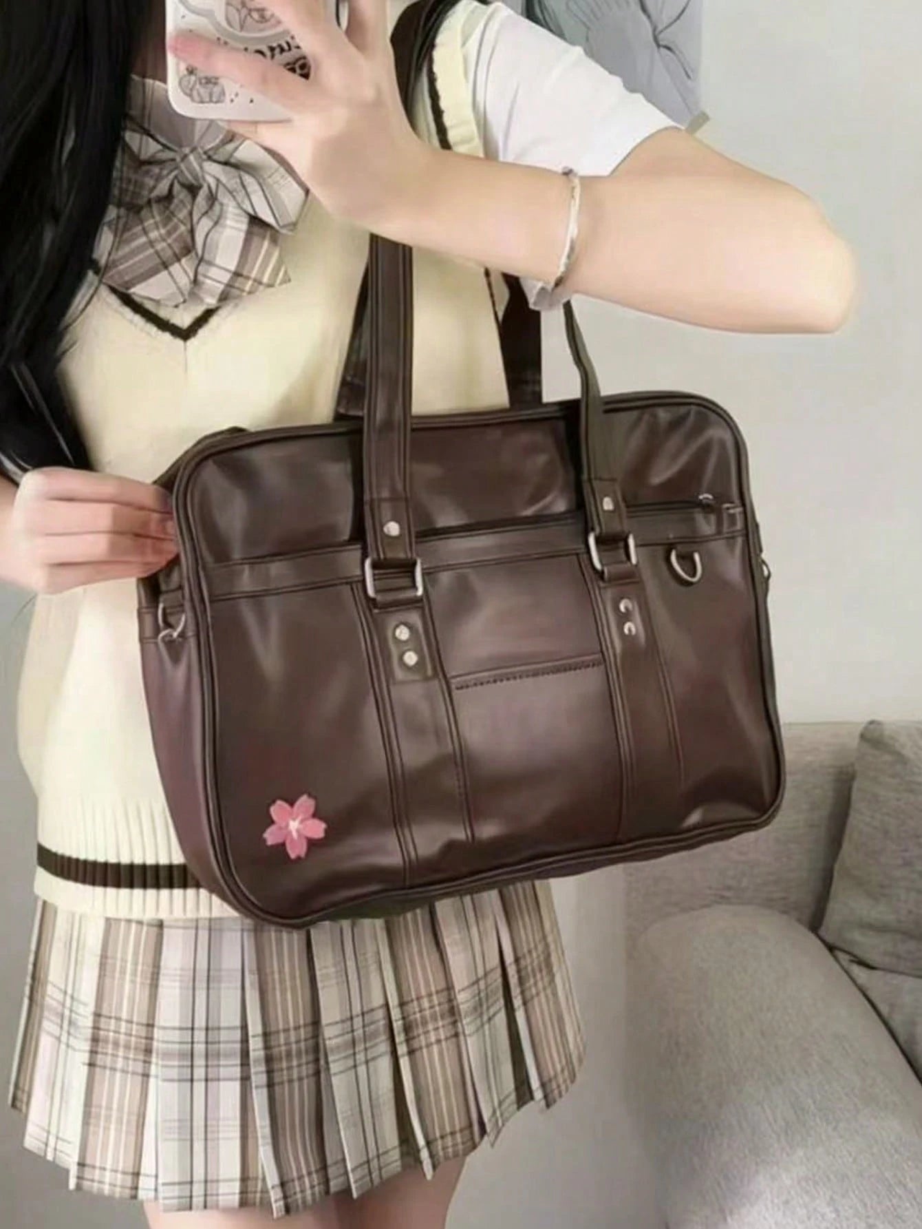 Korean Style New Pillow Handbag, Retro Shoulder Bag, Large Capacity Tote Bag For Work Commute, No Pendant Included, Pendant Is For Styling Only, Vintage