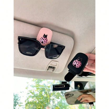 Ladybug Car Fashion Glasses Clip, Creative Car Sun Hat Eyewear Frame, Lady's Business Card Holder, Car Interior Accessories, Car Essential Items, Car Parts, Women's Car Accessories