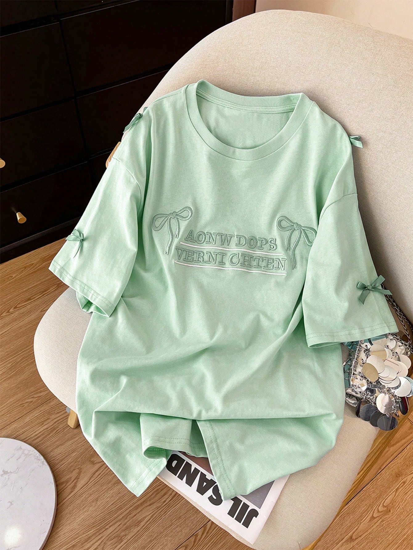 Lalippa Burgundy Striped Digital Print Oversized Casual Mid-Length Round Neck Drop Shoulder Women T-Shirt, A Gift For Friends