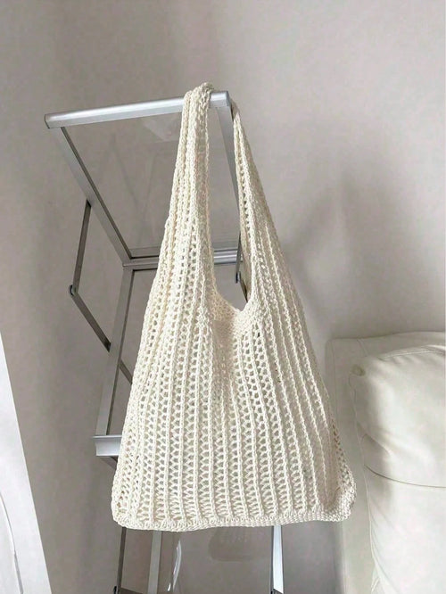 Large Capacity Crochet Shoulder Tote Bag- Lightweight Multifunctional Knitted Handbag, Suitable For Travel, Beach, Vacation And Daily Use