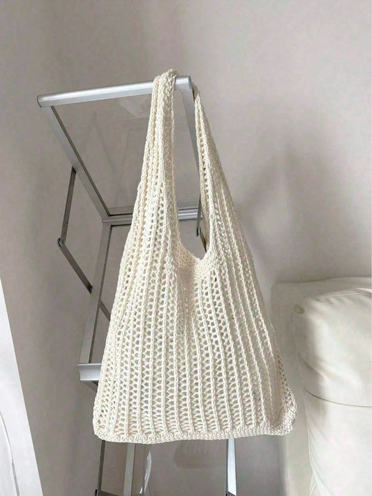 Large Capacity Crochet Shoulder Tote Bag- Lightweight Multifunctional Knitted Handbag, Suitable For Travel, Beach, Vacation And Daily Use