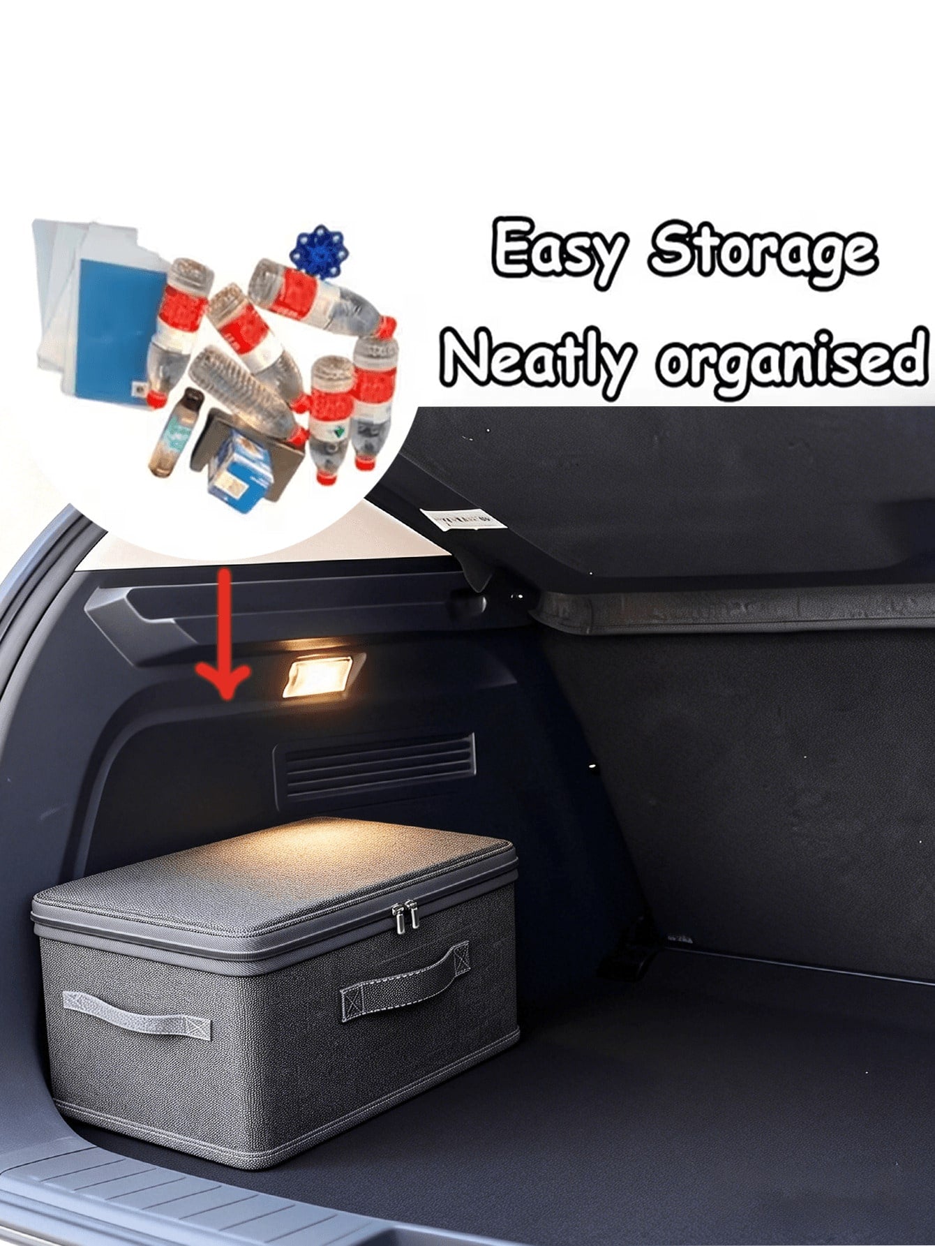 Large Capacity Foldable Car Trunk Organizer Box With Lid And Handle, Waterproof, Suitable For SUV And Sedan. Wardrobe, Clothing And Bedding Storage/Organization Basket.
