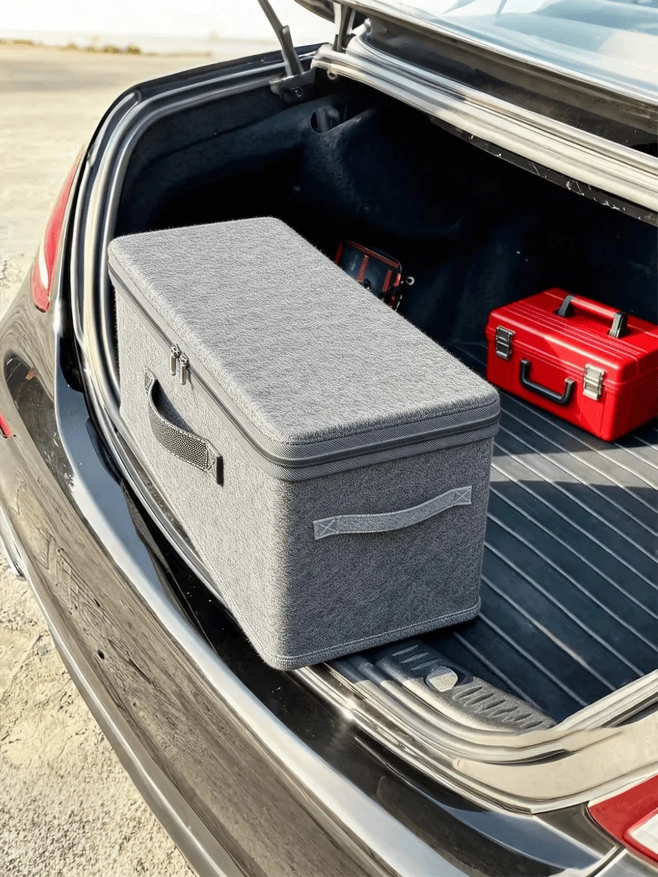 Large Capacity Foldable Car Trunk Organizer Box With Lid And Handle, Waterproof, Suitable For SUV And Sedan. Wardrobe, Clothing And Bedding Storage/Organization Basket.