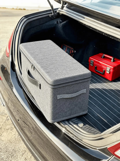 Large Capacity Foldable Car Trunk Organizer Box With Lid And Handle, Waterproof, Suitable For SUV And Sedan. Wardrobe, Clothing And Bedding Storage/Organization Basket.