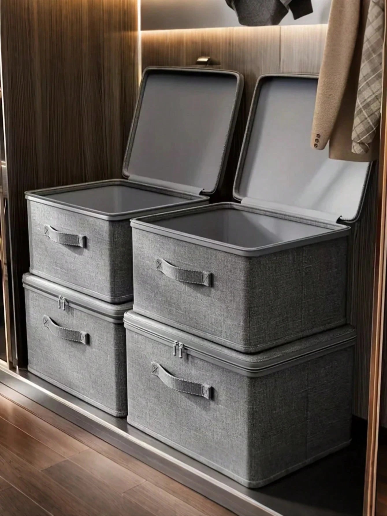 Large Capacity Foldable Car Trunk Organizer Box With Lid And Handle, Waterproof, Suitable For SUV And Sedan. Wardrobe, Clothing And Bedding Storage/Organization Basket.