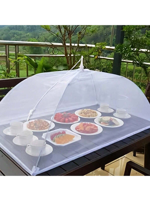 Large Pop-Up White Mesh Food Cover Tent- Foldable & Washable, Ideal For Outdoor Picnics, BBQs & Parties, Protects From Insects, Perfect For Breakfast Spread, Party Food Cover|Transparent Mesh Design