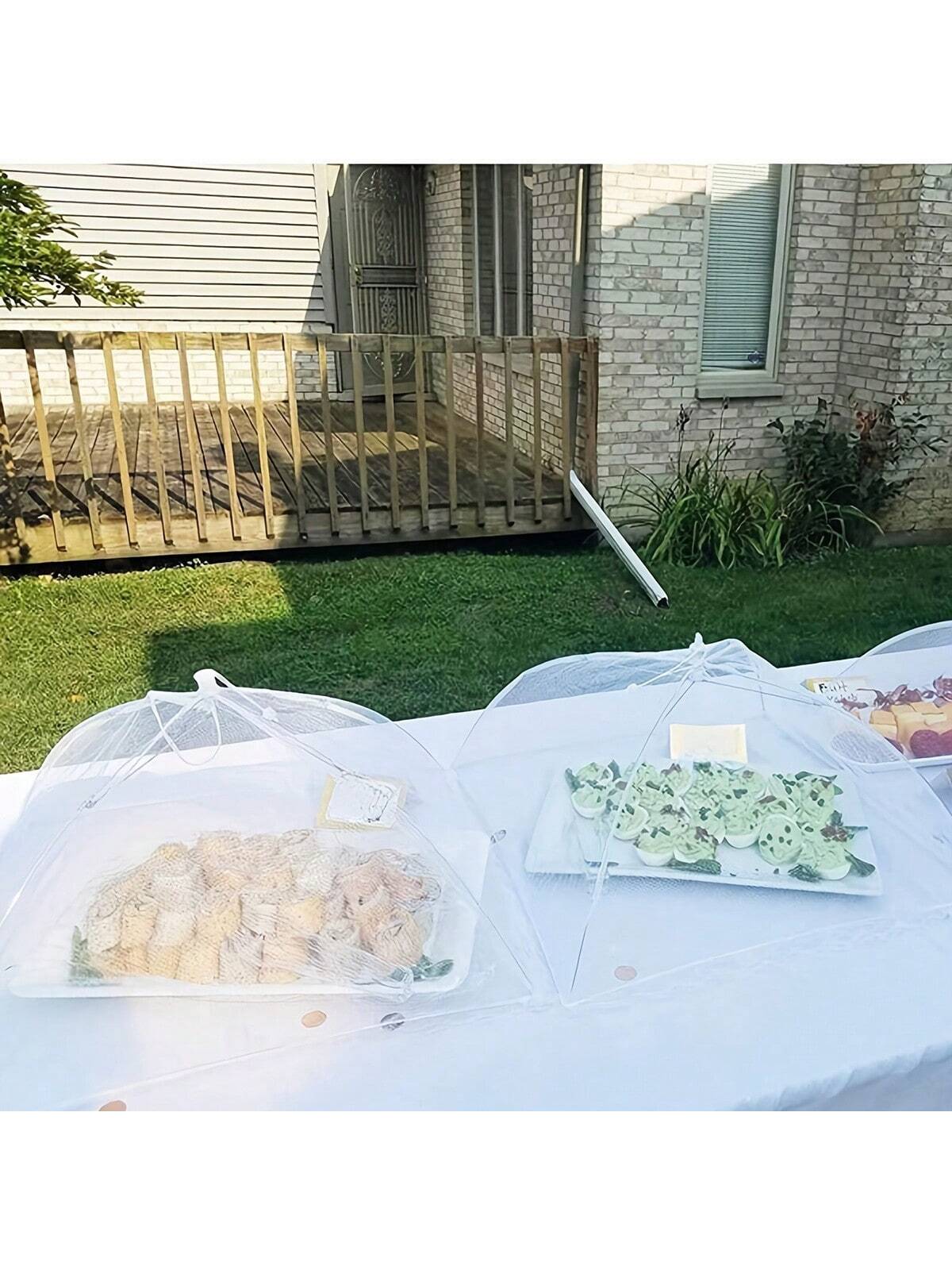 Large Pop-Up White Mesh Food Cover Tent- Foldable & Washable, Ideal For Outdoor Picnics, BBQs & Parties, Protects From Insects, Perfect For Breakfast Spread, Party Food Cover|Transparent Mesh Design