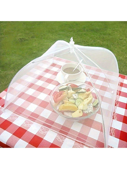 Large Pop-Up White Mesh Food Cover Tent- Foldable & Washable, Ideal For Outdoor Picnics, BBQs & Parties, Protects From Insects, Perfect For Breakfast Spread, Party Food Cover|Transparent Mesh Design