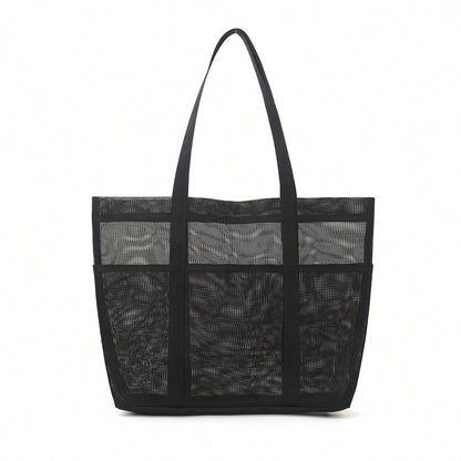 Large Women's Beach Tote Bag, Large Foldable Mesh Swimming Pool Travel Bag- Sandproof, Everyday Casual Tote Bag, Suitable For The Beach,Vacations