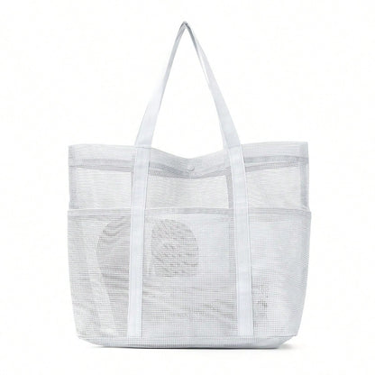 Large Women's Beach Tote Bag, Large Foldable Mesh Swimming Pool Travel Bag- Sandproof, Everyday Casual Tote Bag, Suitable For The Beach,Vacations