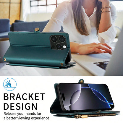 Leather Wallet Card Holder Flip Phone Case 1pc Multifunctional With Card Slots Crossbody Strap Compatible With IPhone 17 Pro Max Series Fashion Protective Case For Shopping Travel Spring Gift Cover In