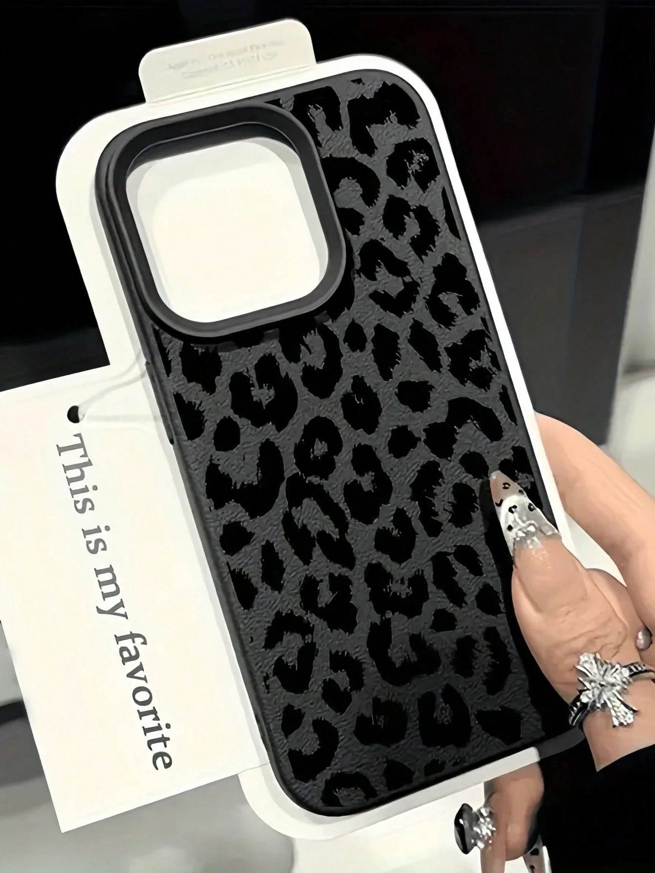 Leopard Print Fashion Phone Case TPU Black Matte Leopard Print Fashion 1pc Full Coverage Leopard Print Painted Textured Black Matte Anti-Fall TPU Phone Shockproof Case Compatible With Apple 16 15 14 1