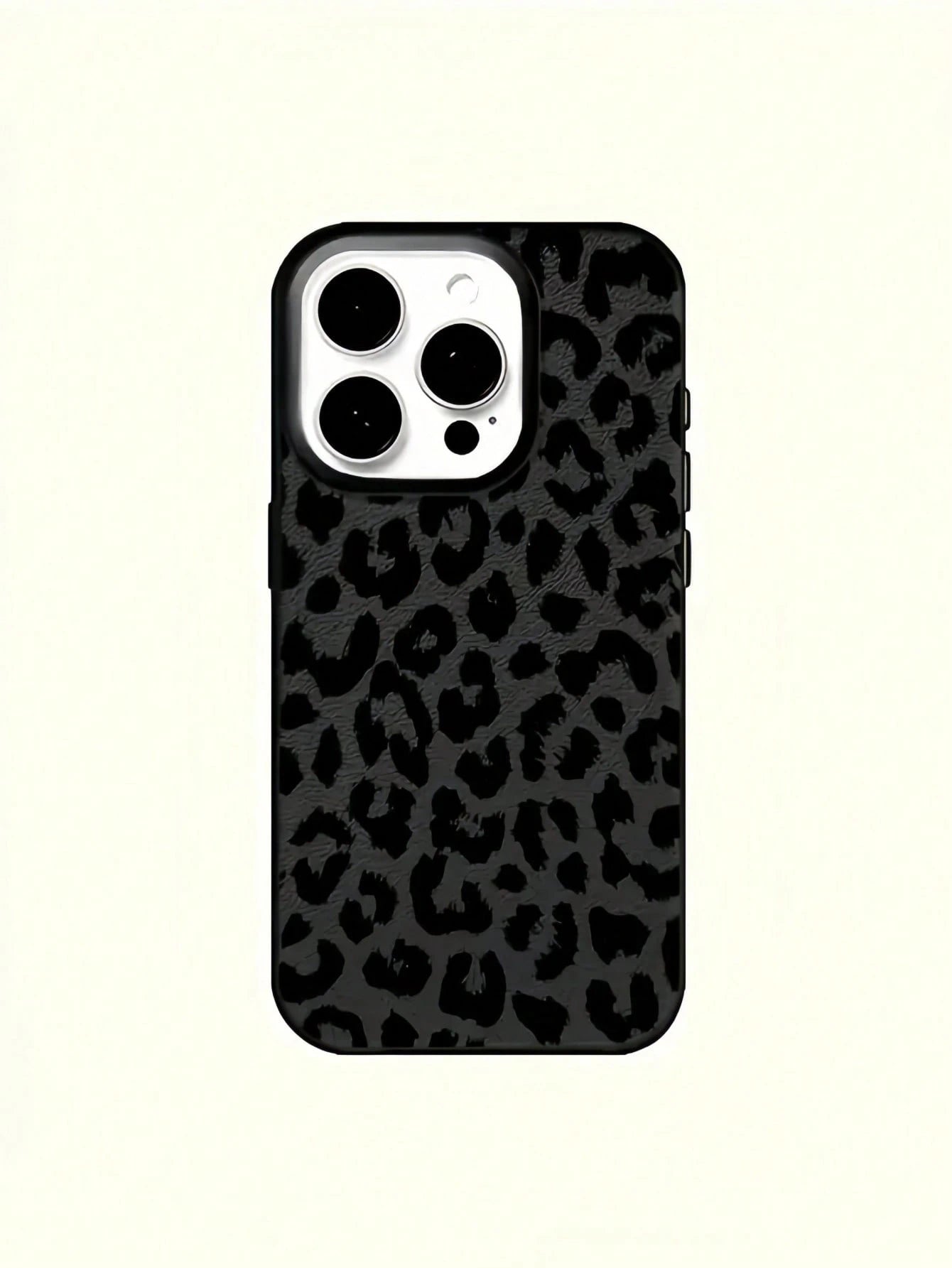 Leopard Print Fashion Phone Case TPU Black Matte Leopard Print Fashion 1pc Full Coverage Leopard Print Painted Textured Black Matte Anti-Fall TPU Phone Shockproof Case Compatible With Apple 16 15 14 1