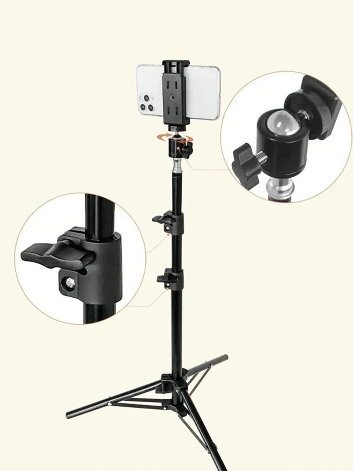 Lightweight 82.67-Inch Tripod With Selfie Stick And Phone Holder For Video Recording, Photography, And Live Streaming. Comes With Carry Bag- Ideal For Women And Live Streaming. For Summer Vacation, T