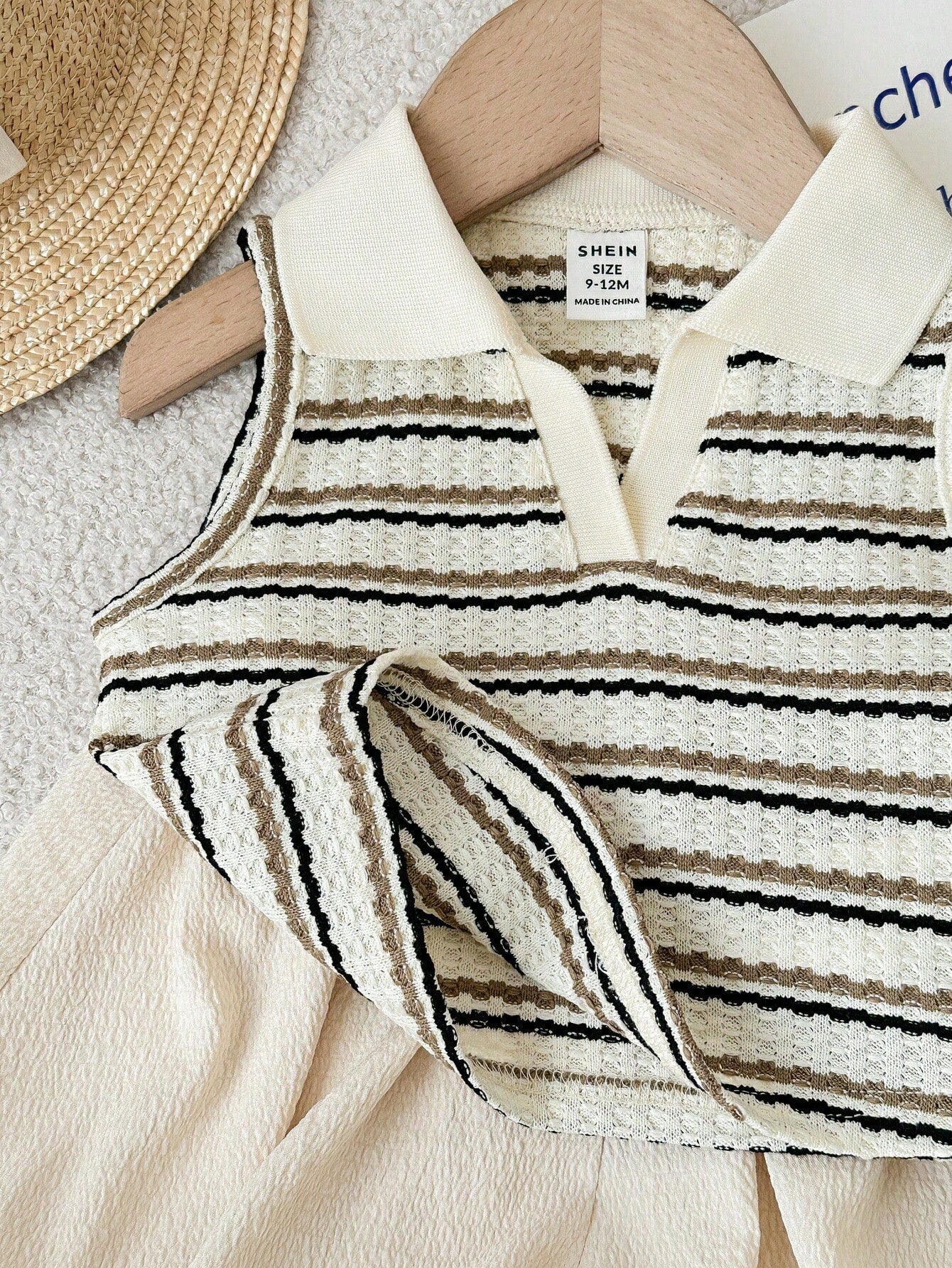 LMoss Kids Baby Girl Cute Summer Striped Polo Collar Tank Top And Elastic Waist Ruffle Shorts Set Outfit 2 Pieces Girls Vintage Style Knit Two Toddler