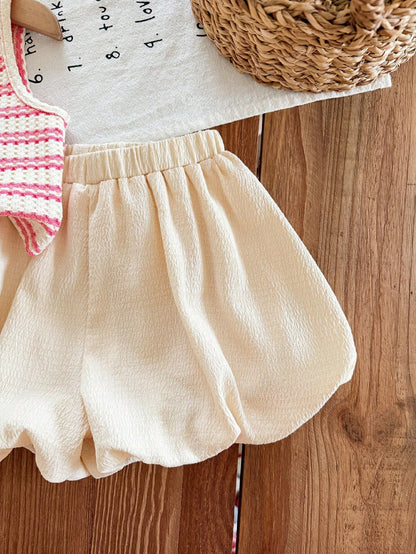 LMoss Kids Babygirl Cute Summer Striped Polo Collar Tank Top And Elastic Waist Ruffle Shorts Set