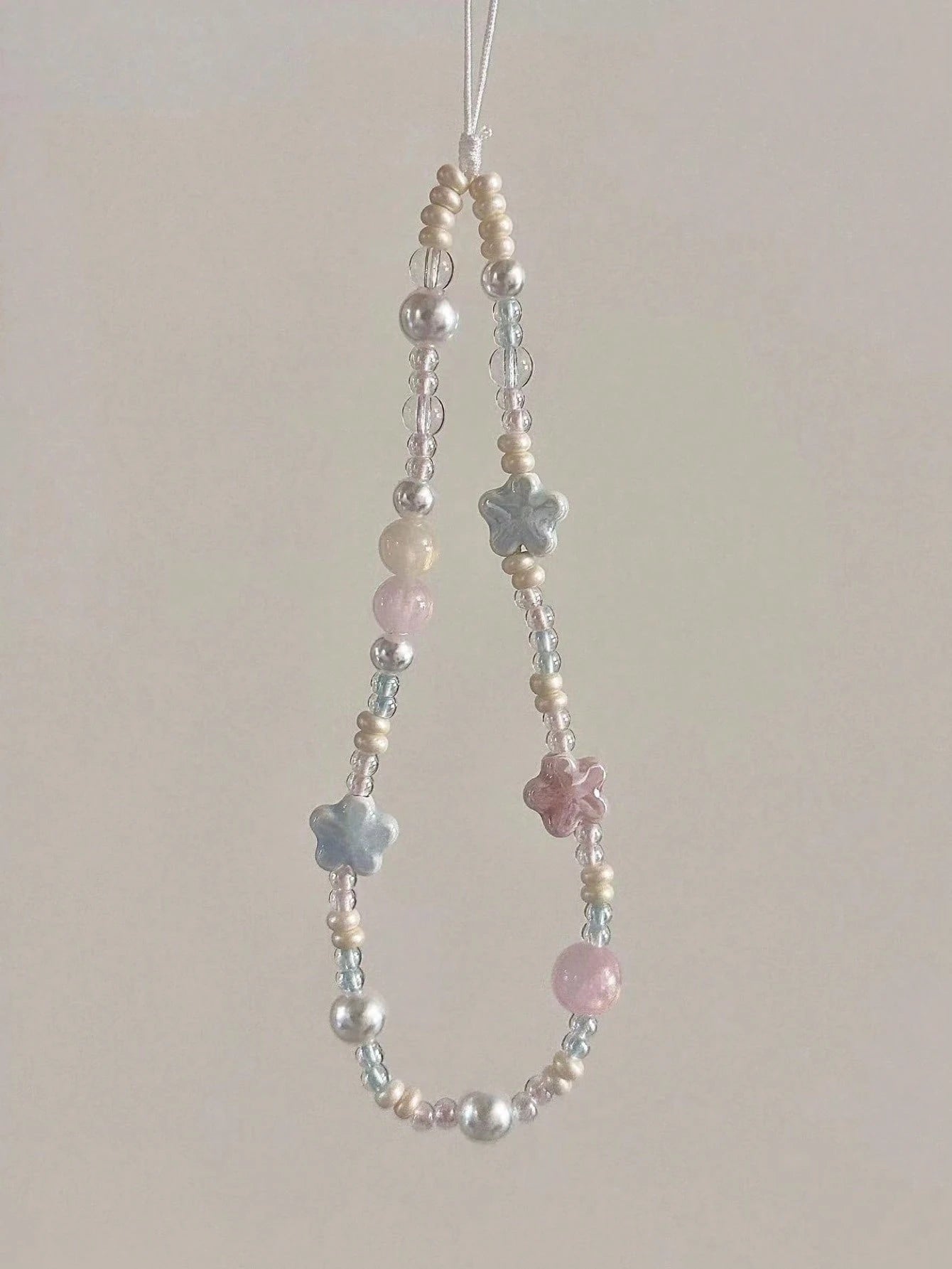Lovely Ceramic Blue/Pink Sakura Ccd Camera Strap For Diy Pearl Beaded Phone Chain Accessories, Fresh Style Pendant Decoration Gifts For Mother, Family, Friends, Birthday, Holiday Phone Charm