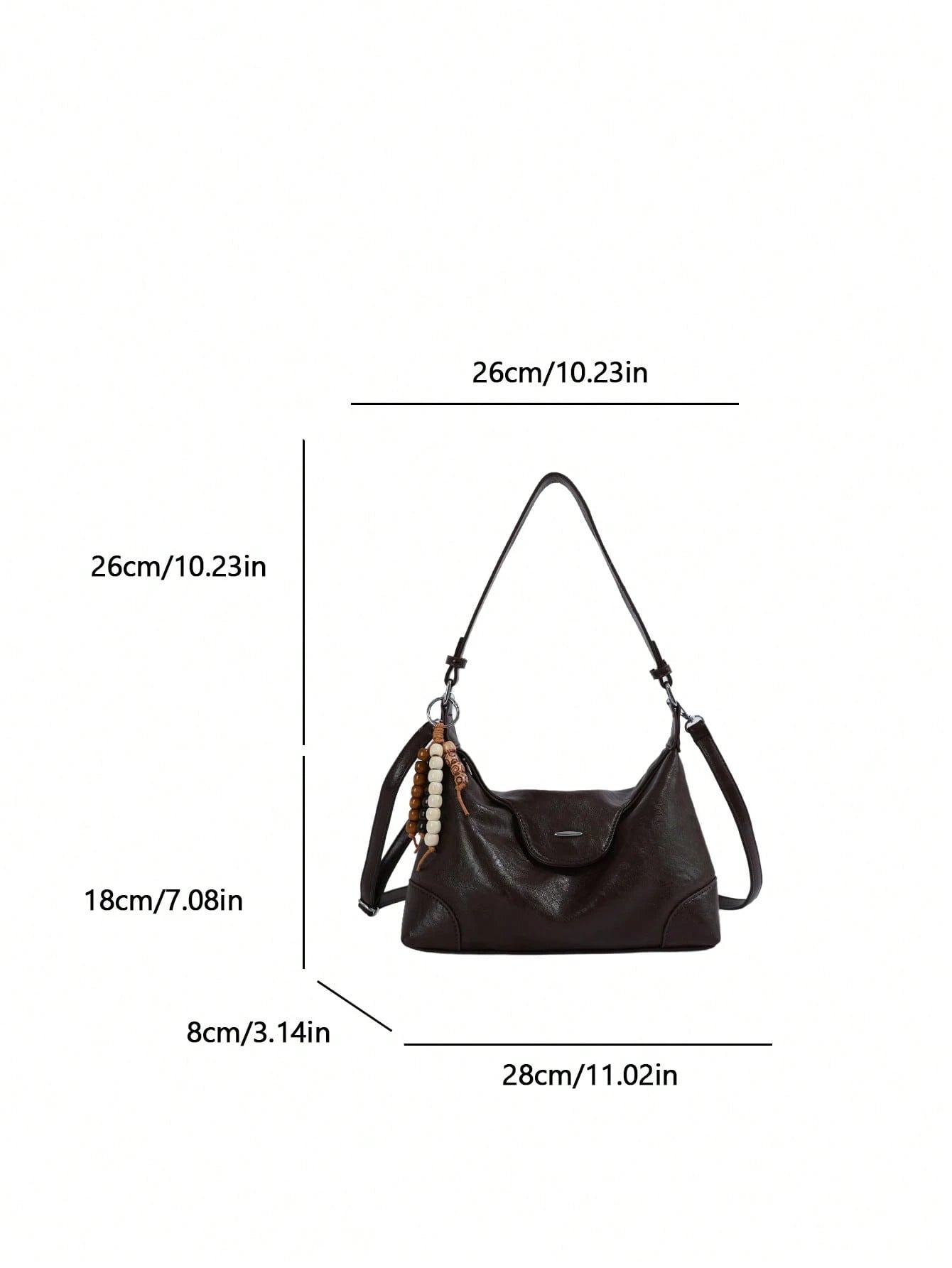 low tea Shoulder Fashion Versatile Dumpling Shaped Bag With Adjustable Strap, Suitable For Commuting, Shopping And More (With Pendant)