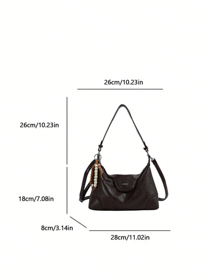 low tea Shoulder Fashion Versatile Dumpling Shaped Bag With Adjustable Strap, Suitable For Commuting, Shopping And More (With Pendant)