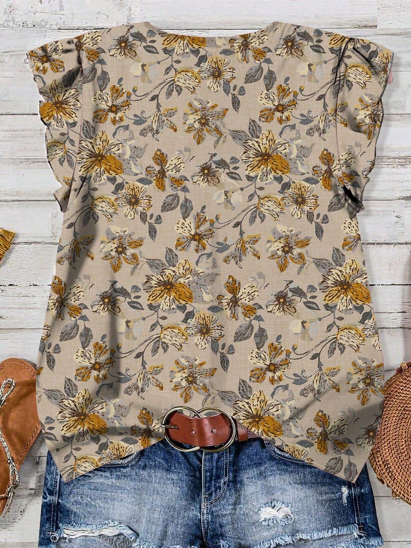 LUNE Women's Casual Boho Retro Minimalist Shirt, Suitable For Summer,Fall Clothes For Women,Business Casual Woman Chic Blouses For Women Vacation Khaki