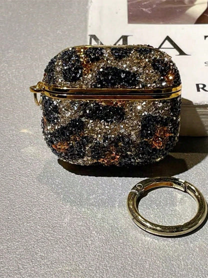 Luxury Bling Rhinestone Leopard Print Compatible With AirPods Pro, Wireless Bluetooth Earphone Case Compatible With Airpods Pro 1/2/3/4/5 Spring Gift Party