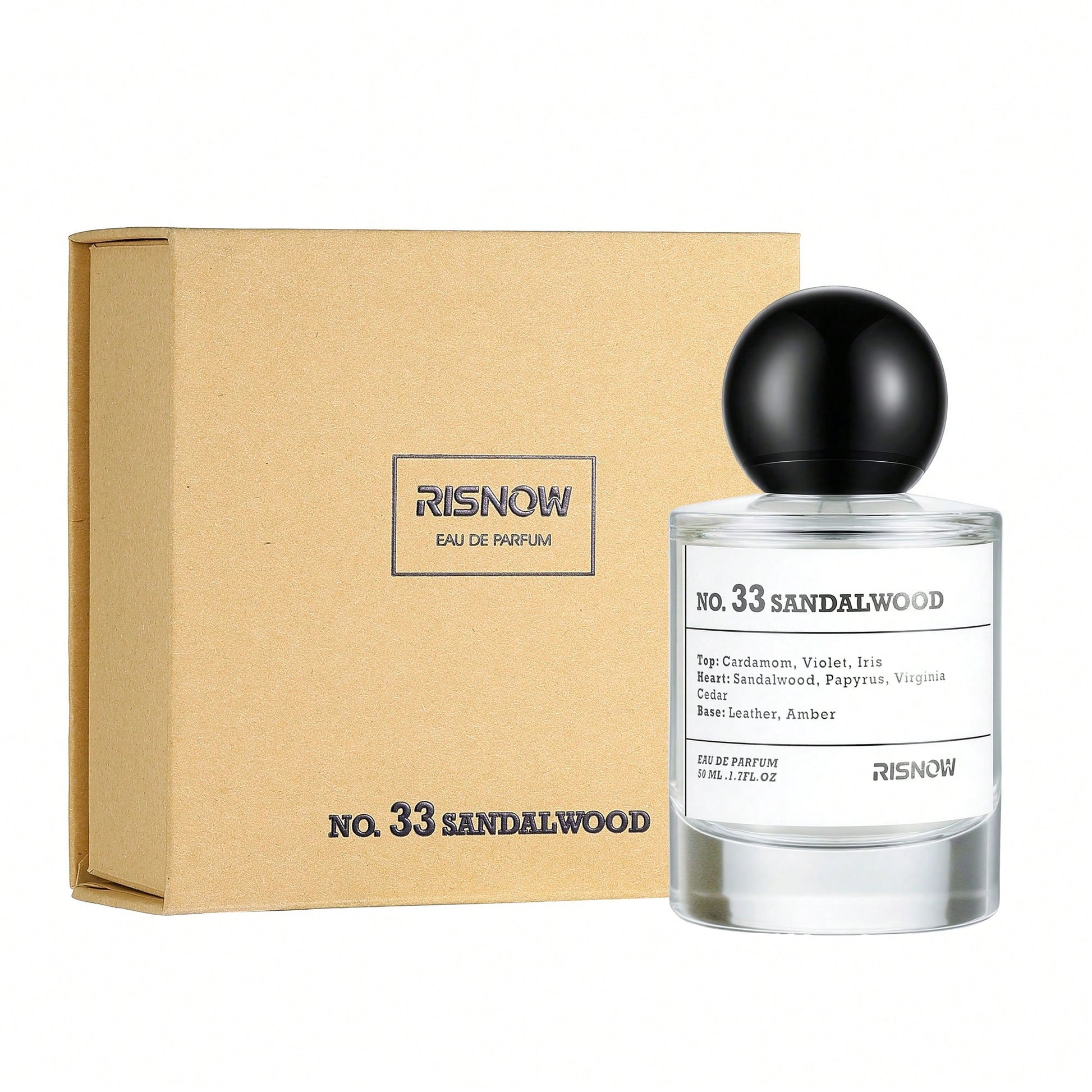 Luxury Woody Scent: RISNOW NO. 33 Sandalwood Perfume- Rich Leather & Amber Notes, Long Lasting Unisex EDP 1.7 Fl.Oz Long Lasting Daily Fragrance Perfect Gift Choice For Lovers And Friends On Hallowee