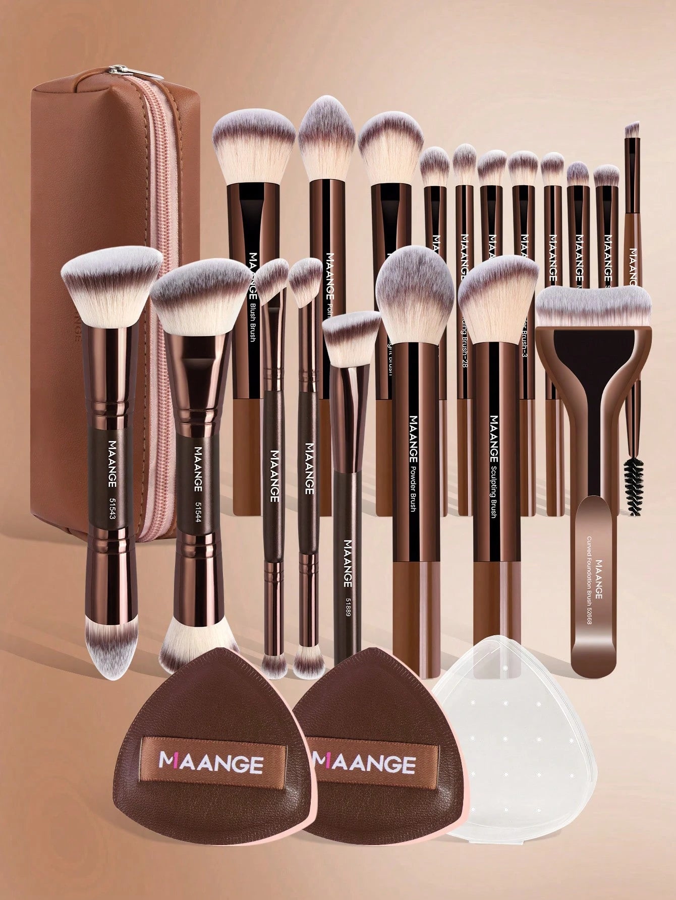 MAANGE 1/7/5/11/13/16/19/21/24pcs Professional Makeup Brush Set, Includes Storage Bag, Storage Tube, Makeup Accessories, Bronze Brush, Highlighter Brush, Concealer Brush, Foundation Brush, Blush Brush