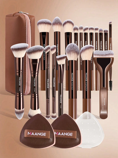 MAANGE 1/7/5/11/13/16/19/21/24pcs Professional Makeup Brush Set, Includes Storage Bag, Storage Tube, Makeup Accessories, Bronze Brush, Highlighter Brush, Concealer Brush, Foundation Brush, Blush Brush